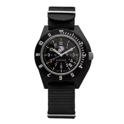 Černé pánské hodinky Marathon Watches s nylonovým páskem Official USMC Black Pilot's Navigator with Date 41MM