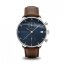Ασημένιο ρολόι About Vintage για άντρες με ζώνη από γνήσιο δέρμα Chronograph Blue Turtle 1815 41MM