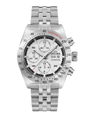 Stříbrné pánské hodinky Delma s ocelovým páskem Montego Silver / White 42MM Automatic