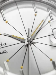 Orologio da uomo Nivada Grenchen in argento con cinturino in pelle Antarctic Spider 32023A10 38MM Automatic