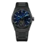 Czarny męski zegarek Aisiondesign Watches z pasem stalowym Tourbillon - Lumed Forged Carbon Fiber Dial - Blue 41MM
