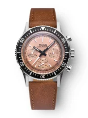 Srebrni muški sat Nivada Grenchen s kožnim remenom Chronoking Mecaquartz Salamon Brown Leather 87043Q16 38MM