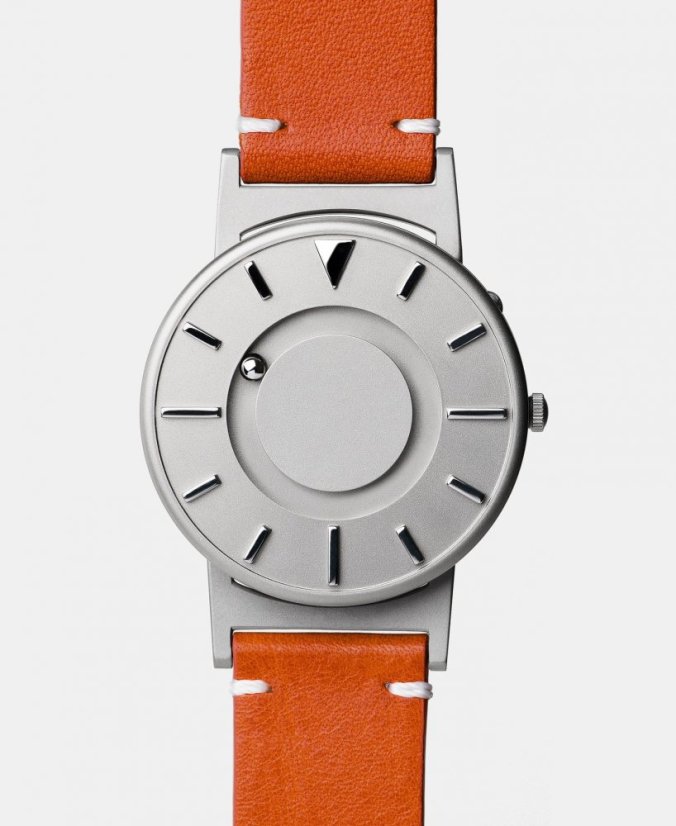 Montre Eone pour homme en couleur argent avec bracelet en cuir Bradley KBT - Silver 40MM