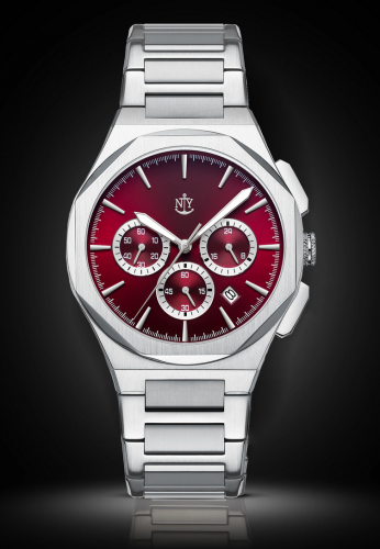 Strieborné pánske hodinky NYI Watches s oceľovým pásikom Madison - Silver 42MM