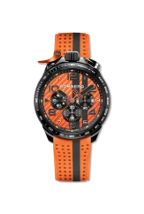 Montre Bomberg Watches pour hommes en noir avec bracelet en caoutchouc RACING CARBON OG 45MM