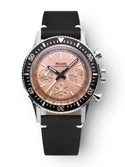 Srebrny zegarek męski Nivada Grenchen ze skórzanym paskiem Chronoking Mecaquartz Salamon Black Leather 87043Q15 38MM