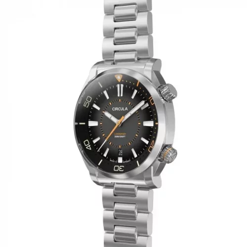 Muški srebrni sat Circula Watches s čeličnim pojasom SuperSport - Black 40MM Automatic