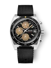 Strieborné pánske hodinky Nivada Grenchen s gumovým opaskom Chronosport Mecaquartz 77001Q01 38MM