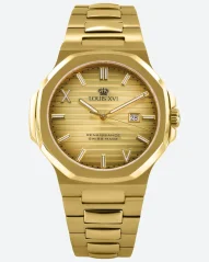 Montre Louis XVI pour homme de couleur or avec bracelet en acier Renaissance 1600 - Gold 40MM