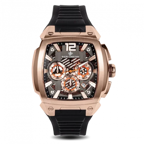 Men's gold Ralph Christian watch with a rubber band The Phantom Chrono - Rose Gold 44MM