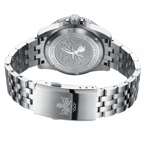 Miesten hopeinen Phoibos Watches -kello teräshihnalla Voyager PY035E - Automatic 39MM
