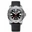 Strieborné pánske hodinky Phoibos Watches s koženým pásikom Great Wall 300M - Black Automatic 42MM Limited Edition
