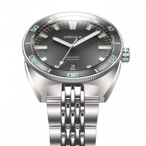 Zilverkleurig herenhorloge van Circula Watches met stalen band AquaSport II -  Black 40MM Automatic