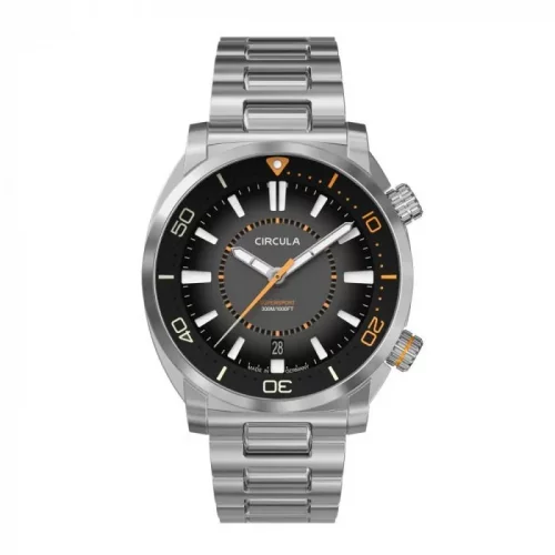 Strieborné pánske hodinky Circula Watches s ocelovým pásikom SuperSport - Black 40MM Automatic