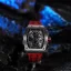 Orologio da uomo in argento Tsar Bomba Watch con un braccialetto di gomma TB8204Q - Silver / Red 43,5MM