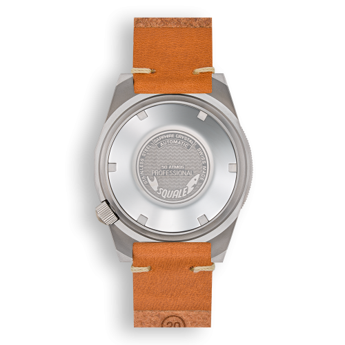 Relógio Squale prata para homens com pulseira de couro 1521 Blue Blasted Leather - Silver 42MM Automatic