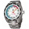 Miesten hopeinen NTH Watches -kello teräshihnalla DevilRay GMT With Date - Silver / White Automatic 43MM