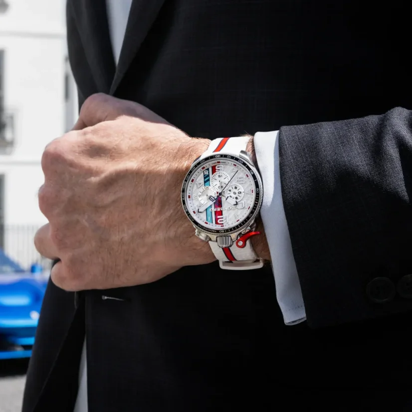 Men's silver Bomberg Watch with rubber strap RACING CARBON MT 45MM