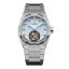 Srebrny zegarek męski Aisiondesign Watches z pasem stalowym Tourbillon Hexagonal Pyramid Seamless Dial - Ice Blue 41MM