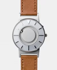 Relógio Eone prata para homens com pulseira de couro Bradley Voyager - Silver 40MM