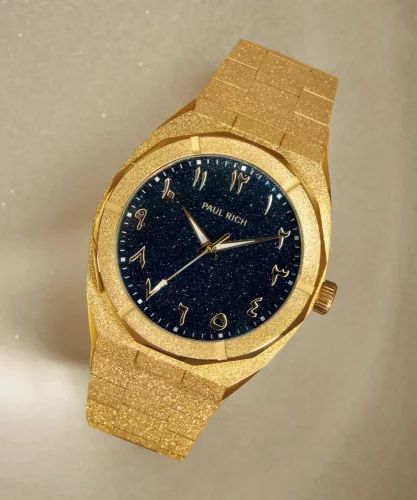 Reloj Paul Rich oro de hombre con correa de acero Frosted Star Dust Arabic Edition - Gold Desert 45MM