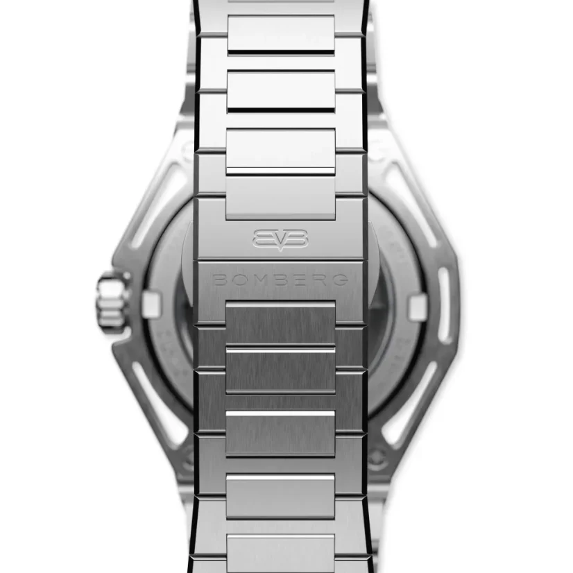 Men's silver Bomberg Watch with steel strap EDGE WHITE 43MM Automatic