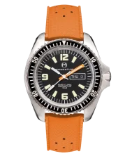 Men's silver Momentum Watch with rubber strap SQ30 Eclipse Solar - Orange Tropic FKM Rubber 42MM