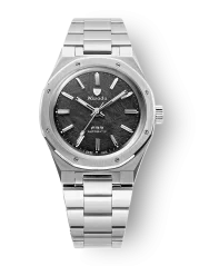 Stříbrné pánské hodinky Nivada Grenchen s ocelový páskem F77 METEORITE 68016A77 37MM Automatic