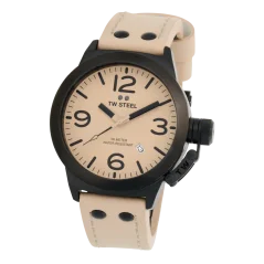 Men's black TW Steel with leather strap Canteen CS114 45MM Automatic