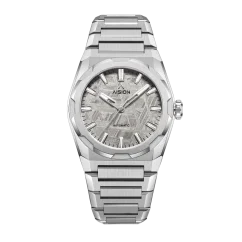 Men's silver Aisiondesign Watch with steel strap HANG Crafts - Meteorite Dial 40MM Automatic