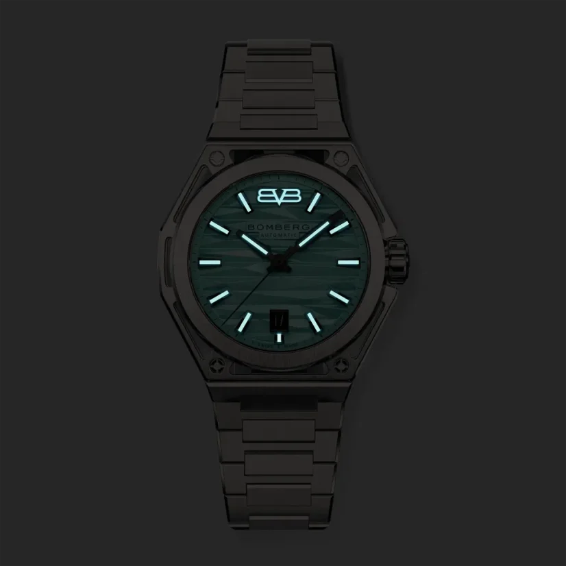 Men's silver Bomberg Watch with steel strap EDGE CYAN 43MM Automatic