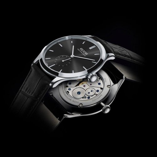 Srebrny męski zegarek Epos ze skórzanym paskiem Originale 3408.208.20.14.15 39MM Automatic