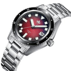 Męski srebrny zegarek Phoibos Watches ze stalowym paskiem Argo PY052D - Automatic 40,5MM