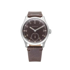 Relógio Praesidus prata para homens com pulseira de couro DD-45 Tropical Brown 38MM Automatic