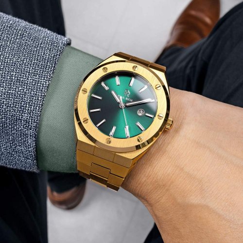 Złoty zegarek męski Paul Rich ze stalowym paskiem King's Jade 45MM