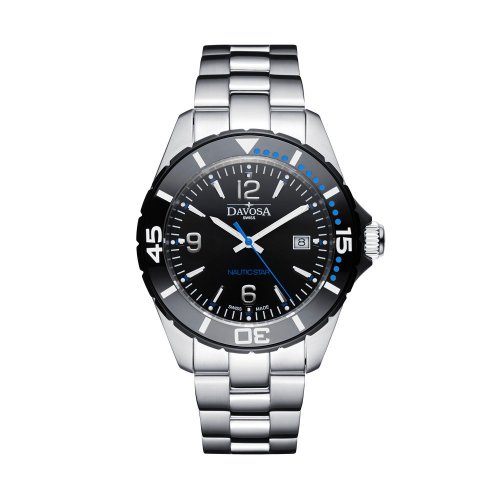 Strieborné pánske hodinky Davosa s oceľovým pásikom Nautic Star - Silver/Blue 43,5MM