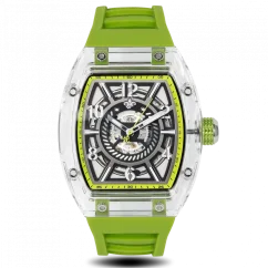 Men's silver Ralph Christian watch with a rubber band The Ghost - Acid Green Automatic 43MM