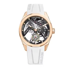 Men's gold Agelocer Watch with rubber strap Tourbillon Sport Series White 42MM