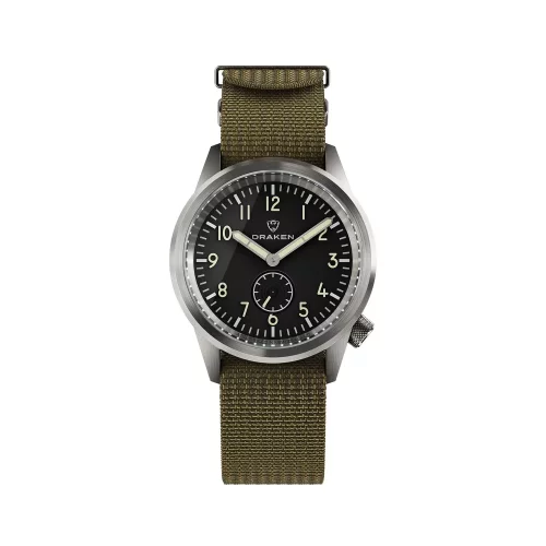 Stříbrné pánské hodinky Draken s nylonovým páskem Aoraki Milspec 39MM Automatic