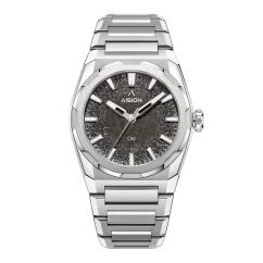 Men's silver Aisiondesign Watch with steel strap HANG Crafts - SILVER LEAF - HANMON KUROSOME 40MM Automatic