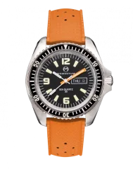 Stříbrné pánské hodinky Momentum s gumovým páskem Sea Quartz 30 Orange Tropic FKM Rubber 42MM