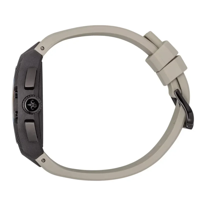 Men's black Ralph Christian watch with a rubber band The Intrepid Sport Carbon Fiber - Ivory Slate 42,5MM