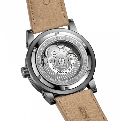 Šedé pánske hodinky Zinvo Watches s opaskom z pravej kože Blade Encore - Grey 44MM