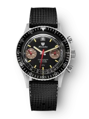 Stříbrné pánské hodinky Nivada Grenchen s gumovým páskem Chronoking Manual 87033M01 38MM