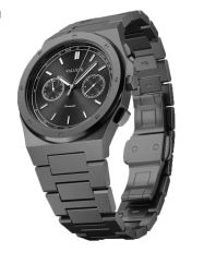 Men's black Valuchi watch with steel strap Chronograph - Gunmetal Black 40MM