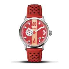 Zilveren herenhorloge van Ferro & Company met leren band Race Master Automatic Red 39MM Automatic