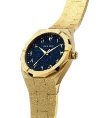 Zlaté pánské hodinky Paul Rich s ocelovým páskem Frosted Star Dust Arabic Edition - Gold Desert 45MM