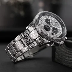 Relógio Louis XVI de prata para homem com pulseira de aço Palais Royale 1088 - Silver 43MM
