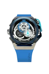 Zilveren herenhorloge van Mazzucato met een rubberen band RIM Diamond - 03 BL 48MM Automatic