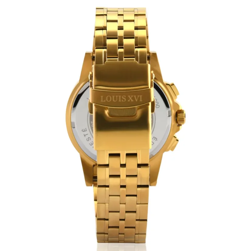 Men's gold Louis XVI watch with steel strap Majesté - Gold 43MM